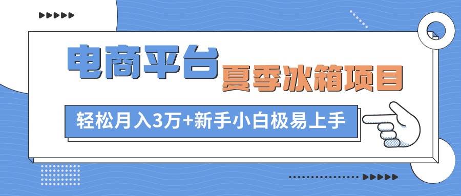 电商平台夏季冰箱项目，轻松一个月3万 ，新手小白极易上手