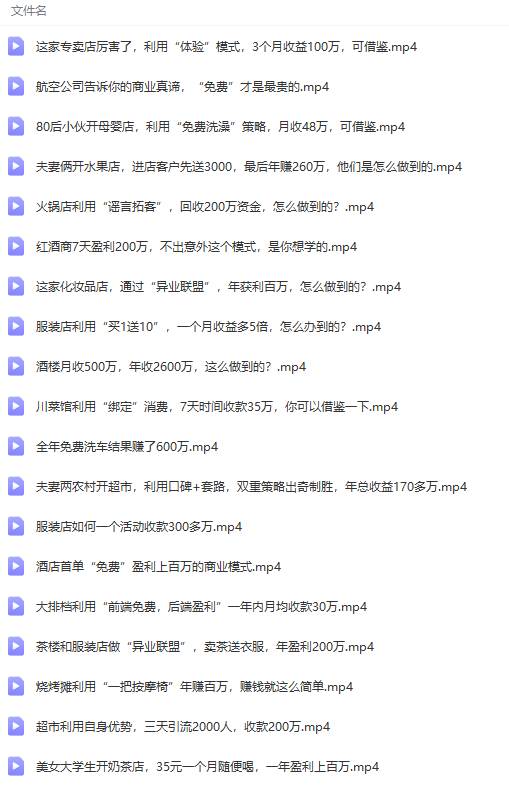 真实有效391套商业模式，年入几十到几百万案例解析（电子书 视频 图文）