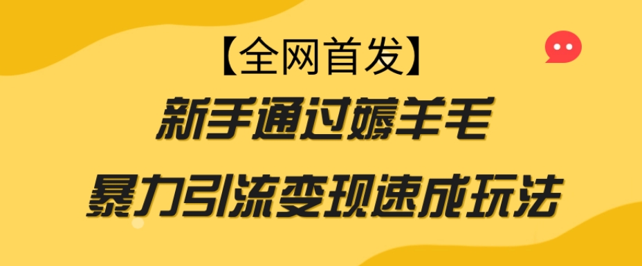【全网首发】暴力引流变现新玩法:新手通过薅羊毛速成玩法