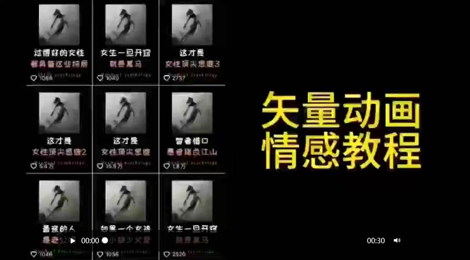 矢量动画情感教程:高点赞涨粉,适合情感、思维、创业教育等赛道
