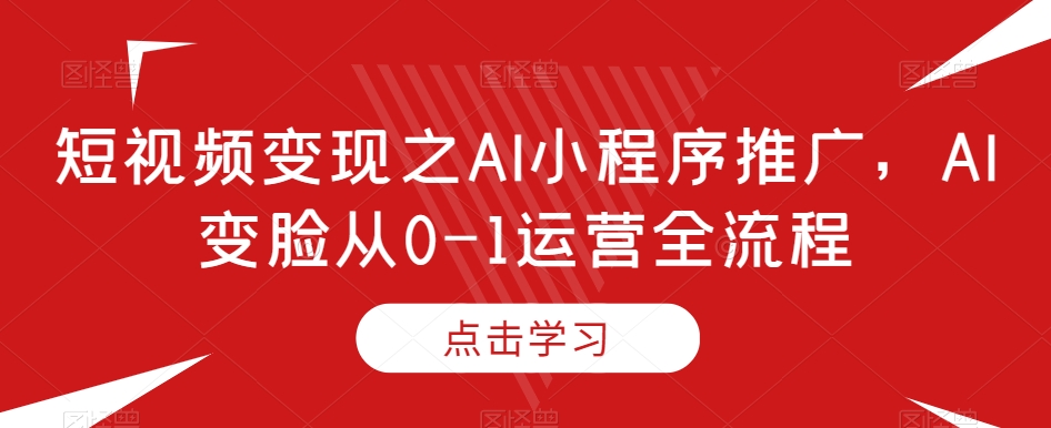 短视频变现项目:AI小程序推广,AI变脸从0-1运营全流程