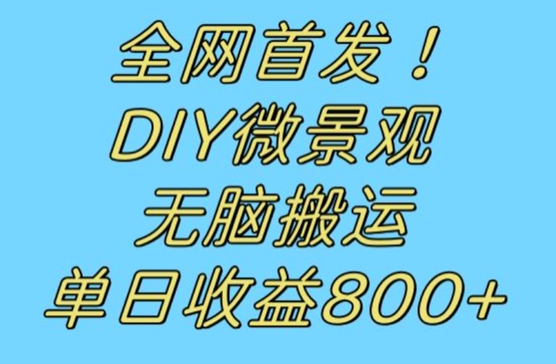 【揭秘】宝妈学生必看!小红书爆款项目,DIY微景观,日收益800+,零成本高收益!