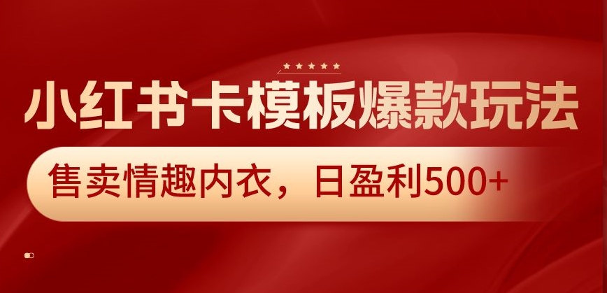小红书卡模板爆款玩法，售卖情趣内衣，日盈利500+【揭秘】
