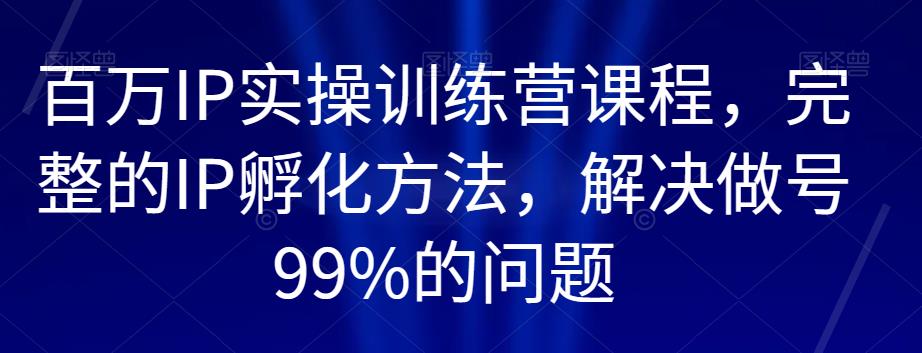 百万IP实战实操训练营课程，从0到1的完整的IP孵化方法，解决做号99%的问题