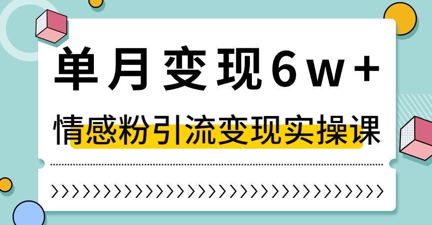 抖音情感粉引流变现实操课：独家赛道，小白轻松上手，单月变现6W+【揭秘】