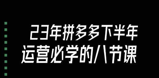 大牙·23年下半年拼多多运营必学的八节课(18节完整)——实战口诀,教你玩转拼多多