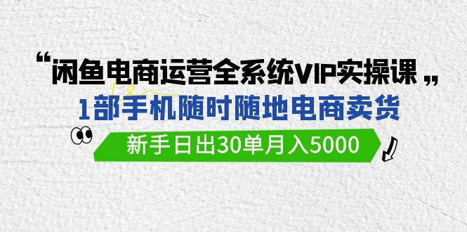 闲鱼电商运营全系统VIP实战课,1部手机随时随地卖货,新手日出30单