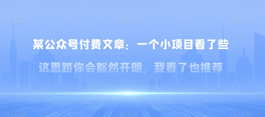 某公众号付费文章:一个小项目看了些,这思路你会?然豁?开朗,小红书引流变现思路