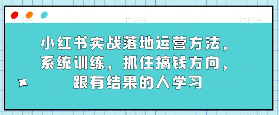 小红书实战落地运营方法，从选品到账号拆解，掌握小红书运营的核心技巧，抓住搞钱方向，跟有结果的人学习