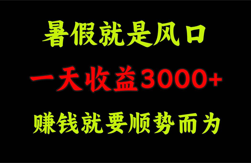 一天收益3000 赚钱就是顺势而为，暑假就是风口