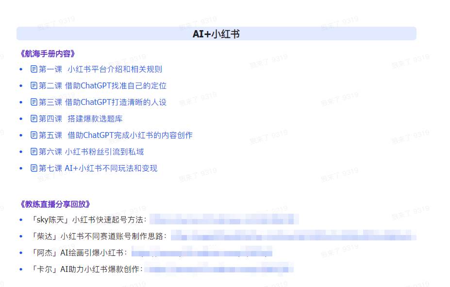 AI破局手册 教练分享合集：AI提示词/AI 小红书 /AI 公众号/AI 绘画/AI编程
