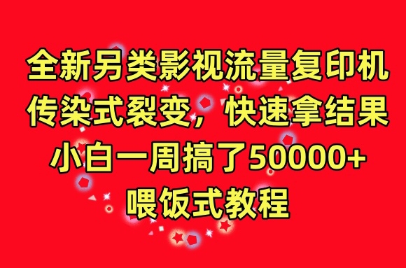 全新另类影视流量复印机,传染式裂变,快速拿结果,小白一周搞了50000+,喂饭式教程【揭秘】