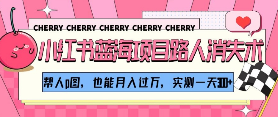 小红书蓝海项目：路人消失术，帮人p图，也能月入过万，实测一天300+【揭秘】