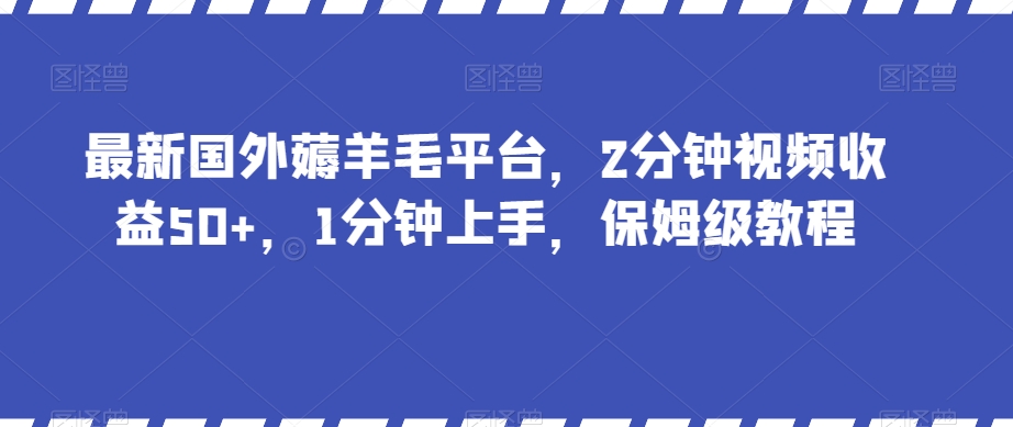最新国外薅羊毛平台：简单操作，变现暴力，2分钟视频收益50+，1分钟上手，保姆级教程【揭秘】