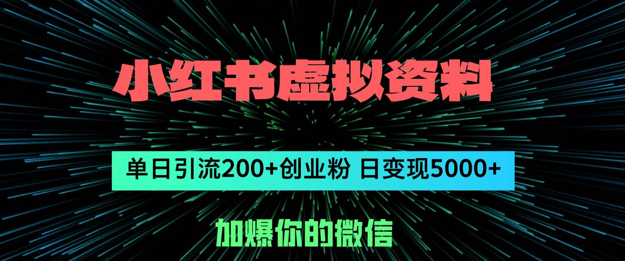小红书虚拟资料日引流200 创业粉,单日变现5000