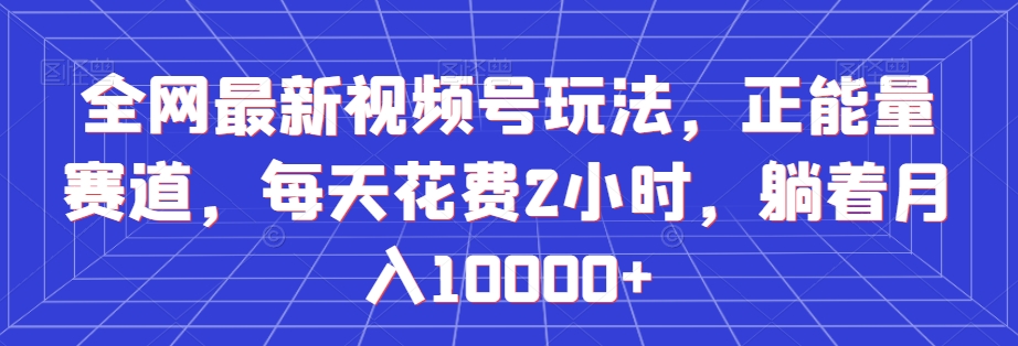 全网全新视频号玩法,正能量赛道,每天花费2小时,躺着月入10000+【揭秘】
