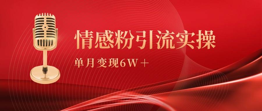 单月变现6w ，情感粉引流变现实操课