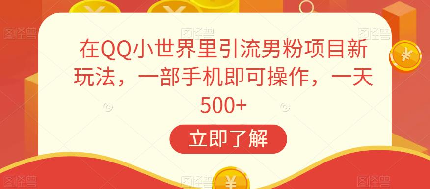 揭秘QQ小世界引流男粉新玩法,一部手机日赚500+!