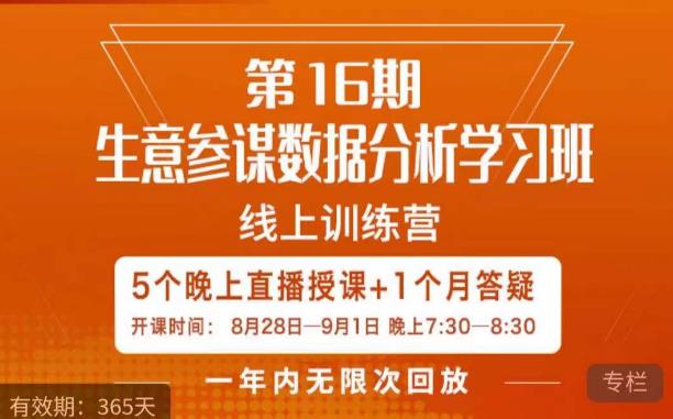 宁静16期生意参谋数据分析学习班，解决商家4大痛点，学会分析数据，打造爆款！