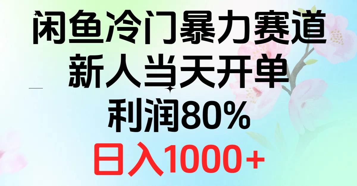 2024闲鱼冷门暴力赛道，新人当天开单，利润80%，一天1000