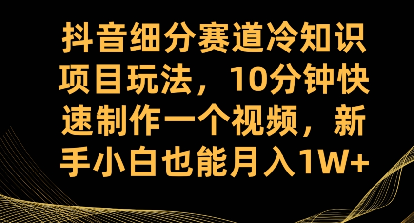 抖音细分赛道冷知识项目玩法,10分钟快速制作一个视频,新手小白也能月入1W+【揭秘】